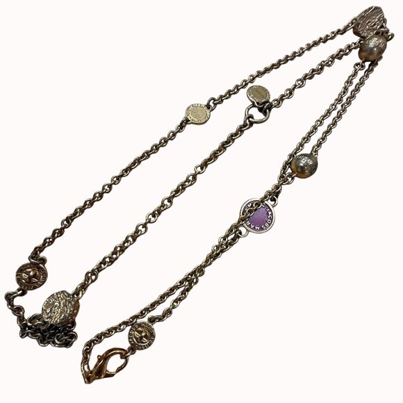 Marc Jacobs Goldtone Logo Disc Necklace With Chain Vintage - Picture 2 of 16